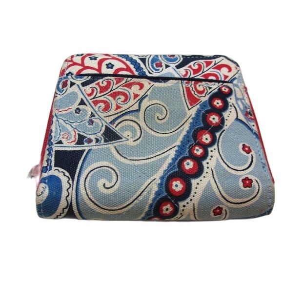 Vera Bradley Seaside Nautical Square Bi-Fold Wallet Red White Blue - Picture 2 of 5